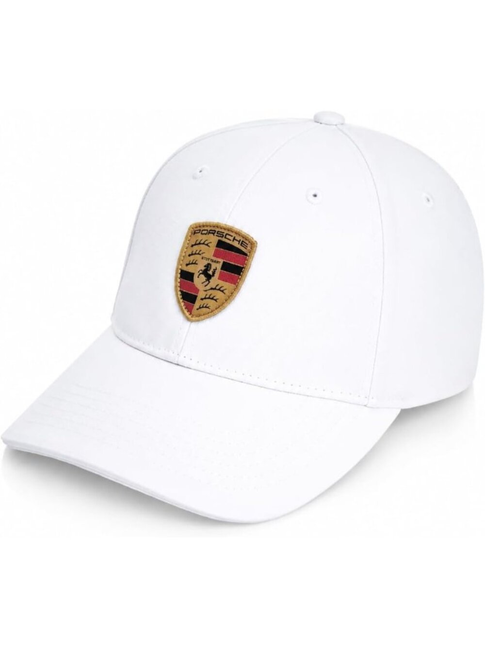 Stylish White Baseball Cap with Iconic Crest Logo - Trendy Casual Accessory